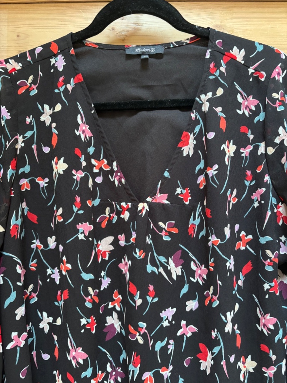 MADEWELL Floral V-Neck Long Sleeve Top Size M - Picture 5 of 9